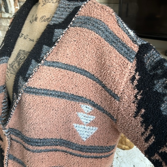 Davi & Dani camel black gray open front western aztec jacket cardigan pockets - Picture 5 of 16